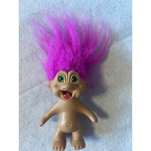 1991 TNT Troll Doll Bright Pink Hair Green Eyes Collectible Toy